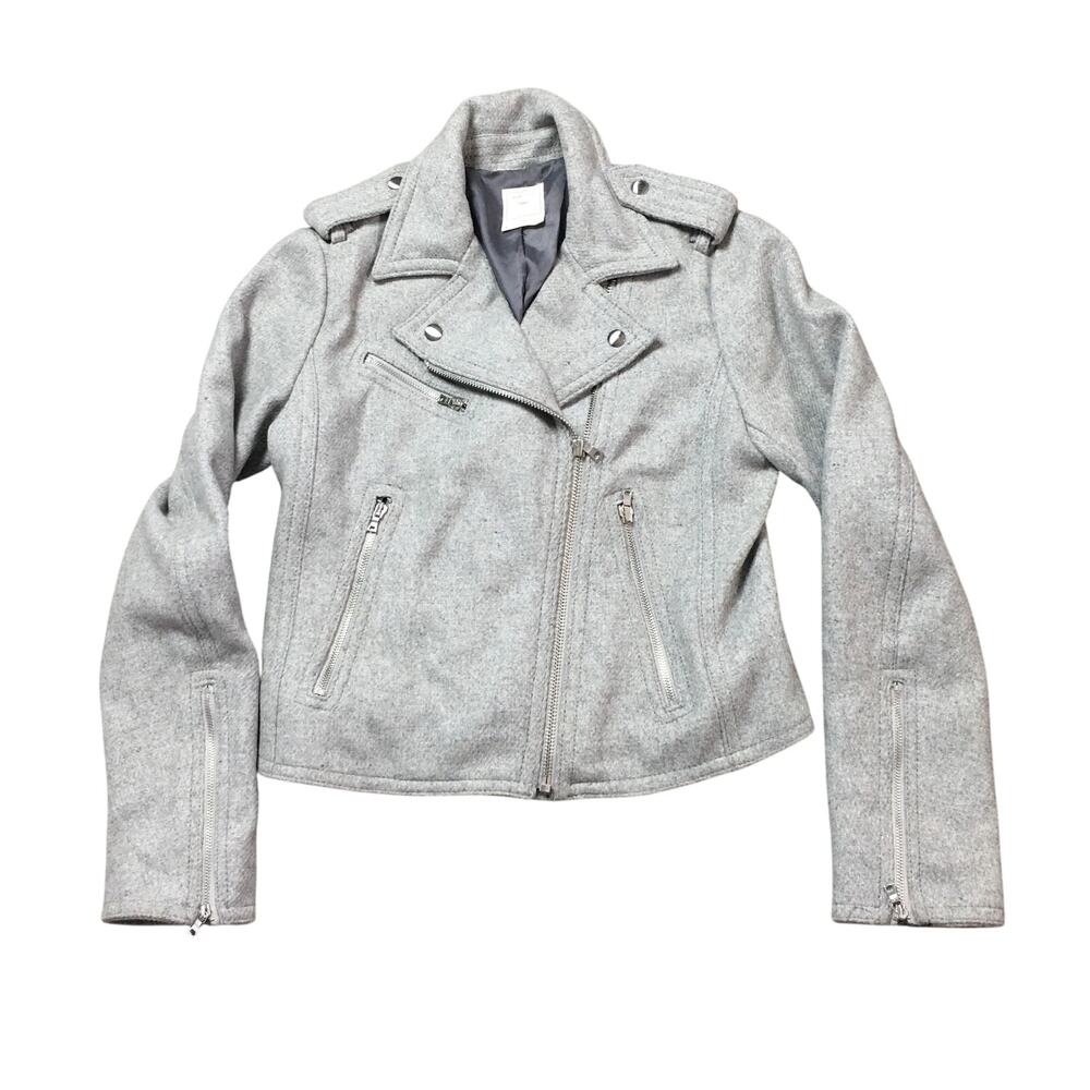 Gap Wool Blend Moto Grey Jacket Womens Size Small